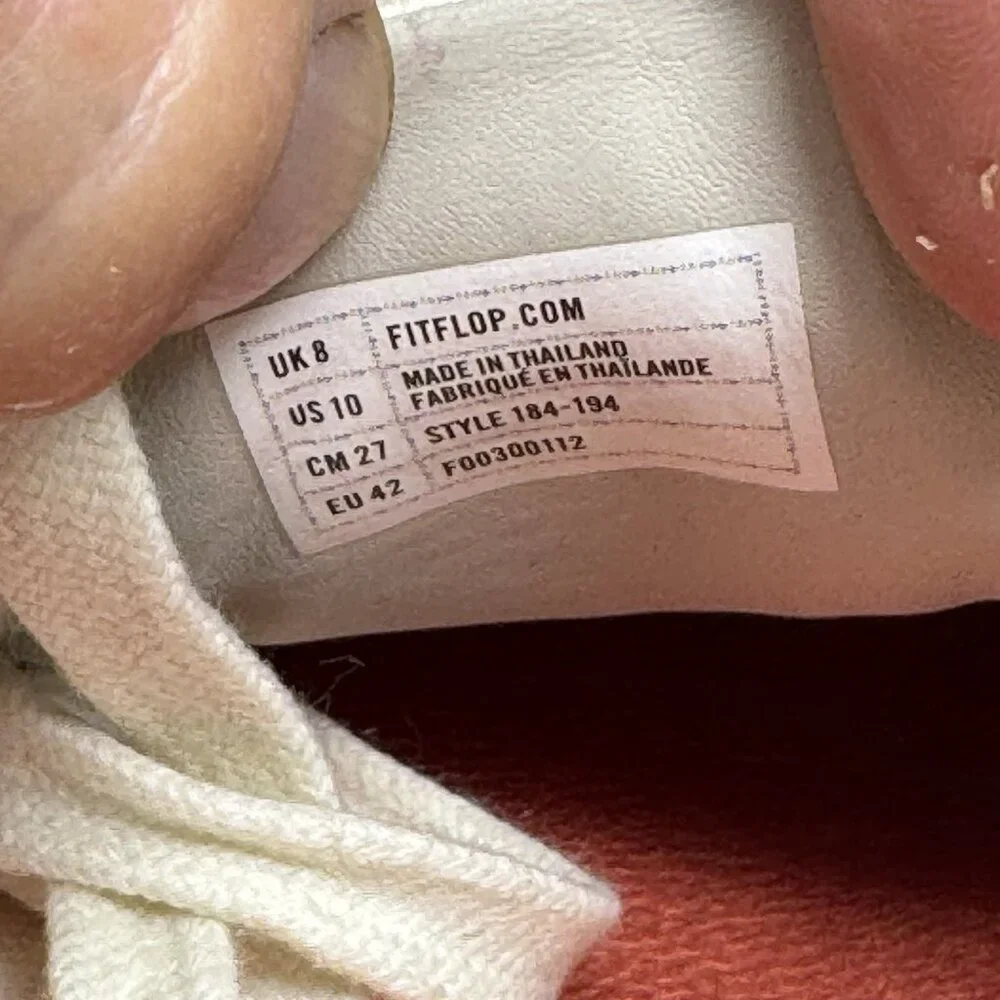 FitFlop Women’s Shoes Super T White Orange Canvas Casual Trainers  Size 10